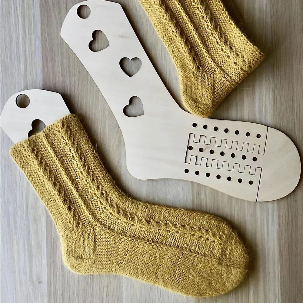Wooden Sock Blockers Set of 2 | Adjustable Knitting Form Sock Blocker Set QXL