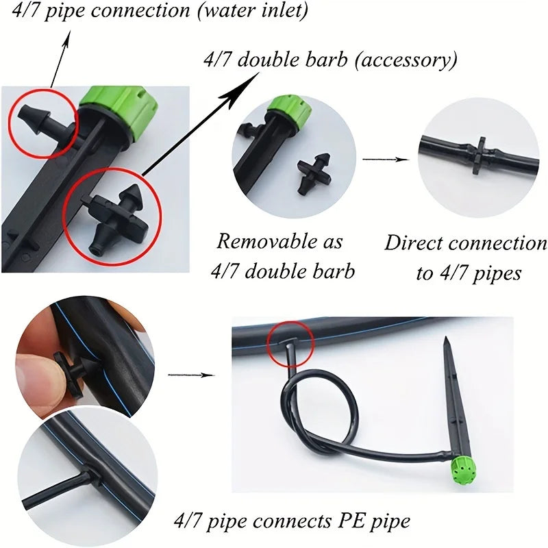 10-Pack 360° Adjustable Drip Emitters on Stake for Flower Beds Drip Irrigation Emitters QXL