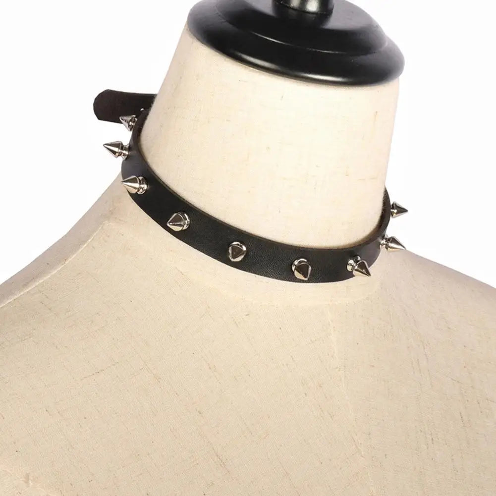 Punk Gothic Studded PU Leather Choker Necklace | Unisex Choker Necklace QXL
