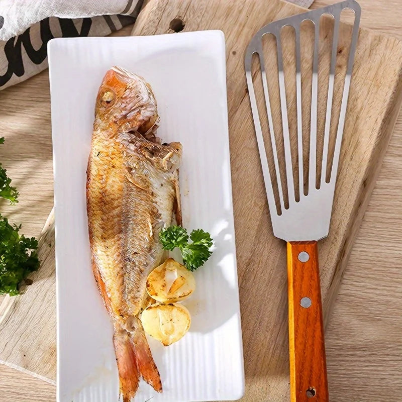 Stainless Steel Non-Slip Frying Spatula | Fish Egg Steak Frying Spatula QXL