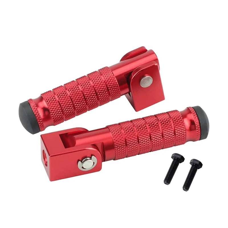 M8 Foldable Motorcycle Rear Footrest Pegs | Aluminium Alloy Pair Motorcycle Footrest Pegs QXL Red