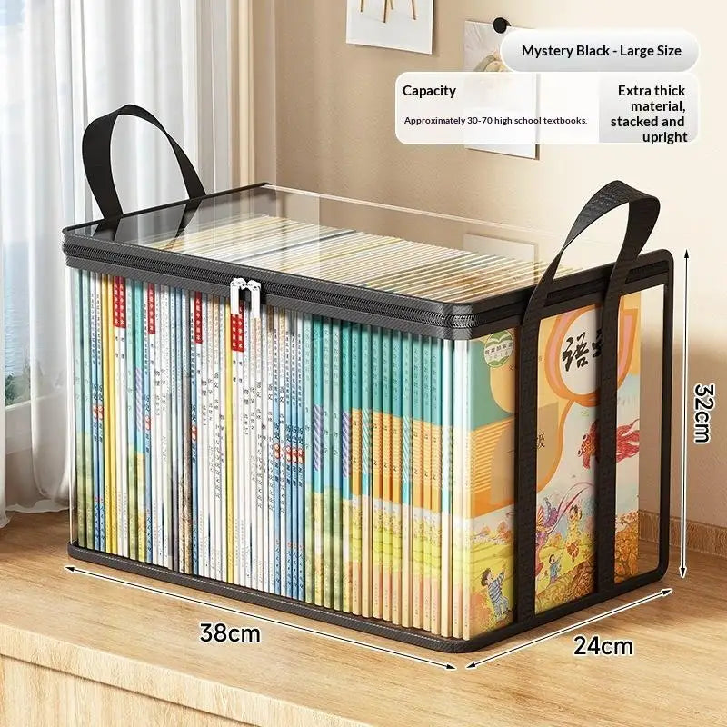 Clear PVC Flip-Top Storage Box | Toy & Book Organizer PVC Storage Box QXL Black L