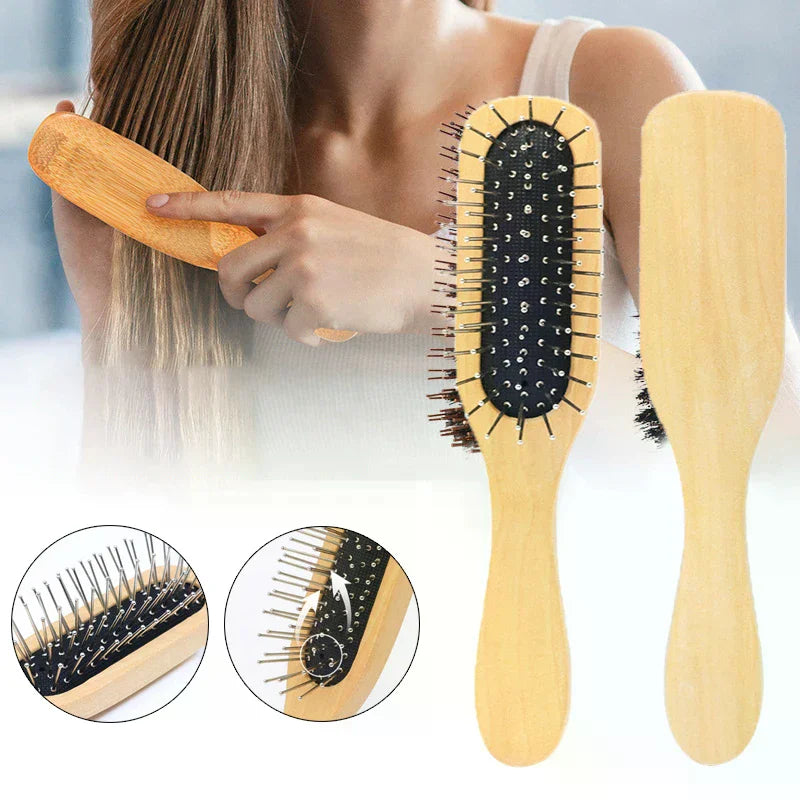 Natural Wood Air Cushion Hair Comb | Scalp Detangler Brush Air Cushion Hair Comb QXL