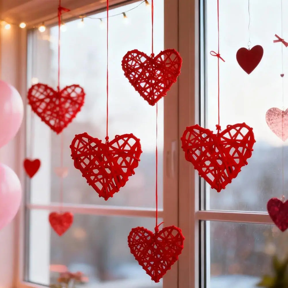 10-Pack Red Rattan Heart Wicker Ornaments | DIY Home Decor Wicker Heart Ornaments QXL