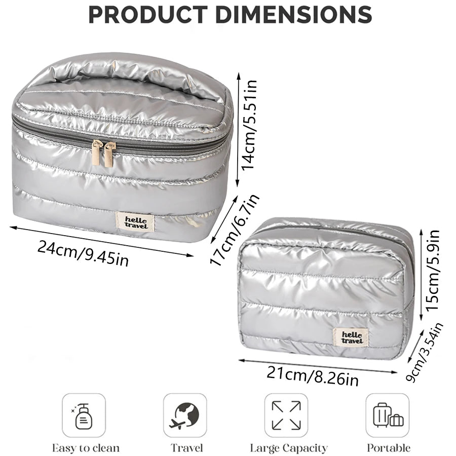 Large Waterproof Makeup Bag | Puffy Travel Toiletry Organizer Travel Cosmetic Bag QXL