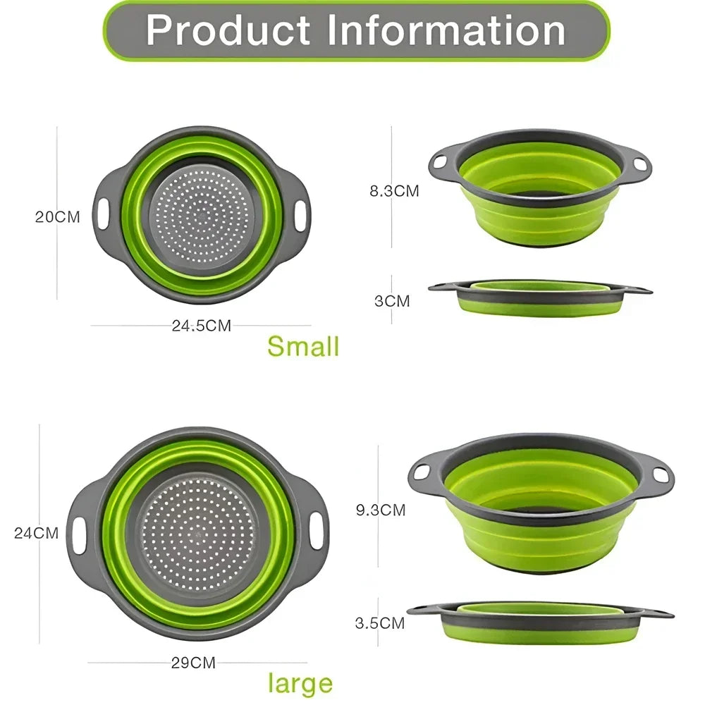 Collapsible Silicone Colander | Foldable Fruit & Veggie Strainer Collapsible Colander QXL