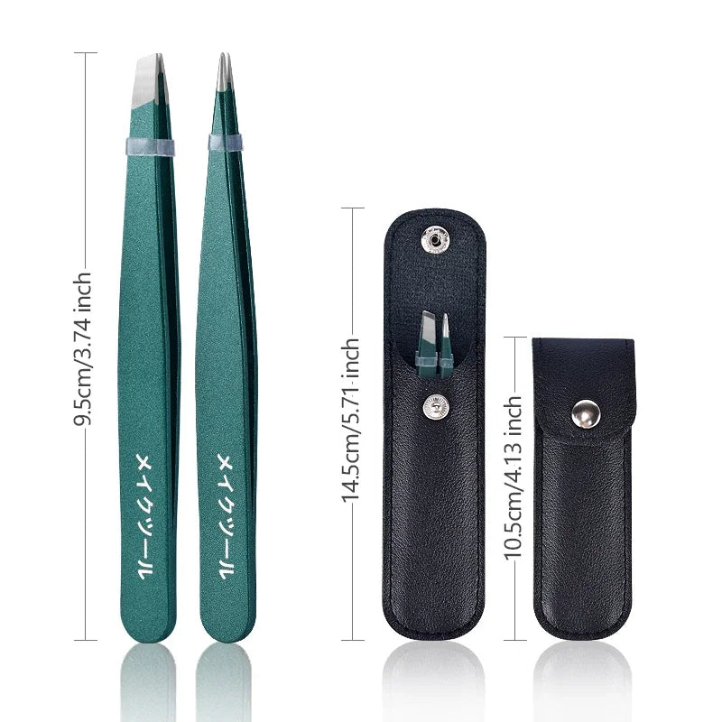 Colorful Stainless Tweezers Set – Eyelash & Eyebrow Tools Tweezers Set QXL Point and oblique
