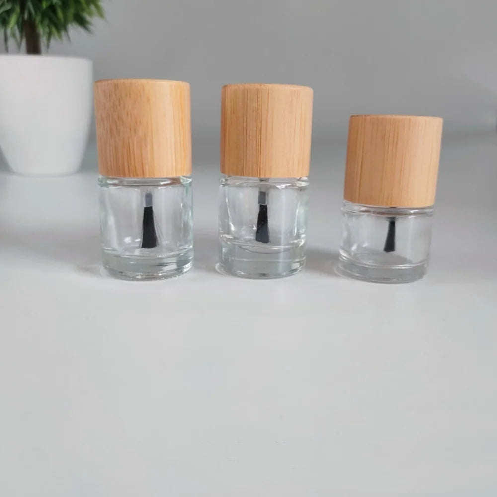 10-Pack Glass Nail Oil Bottles 5ml–10ml | Wood & Bamboo Caps Nail Oil Bottles QXL