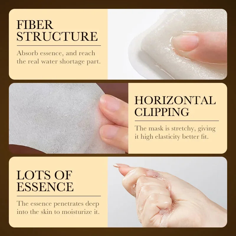 SADOER 20-Pack Gold Hyaluronic Acid Face Masks | Moisturizing Hydrating Sheet Mask QXL
