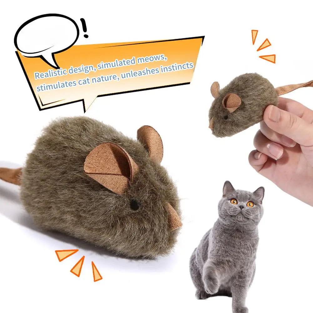 Plush Mouse Cat Toy | Interactive Pull-Activated Pet Playmate Cat Plush Toy QXL