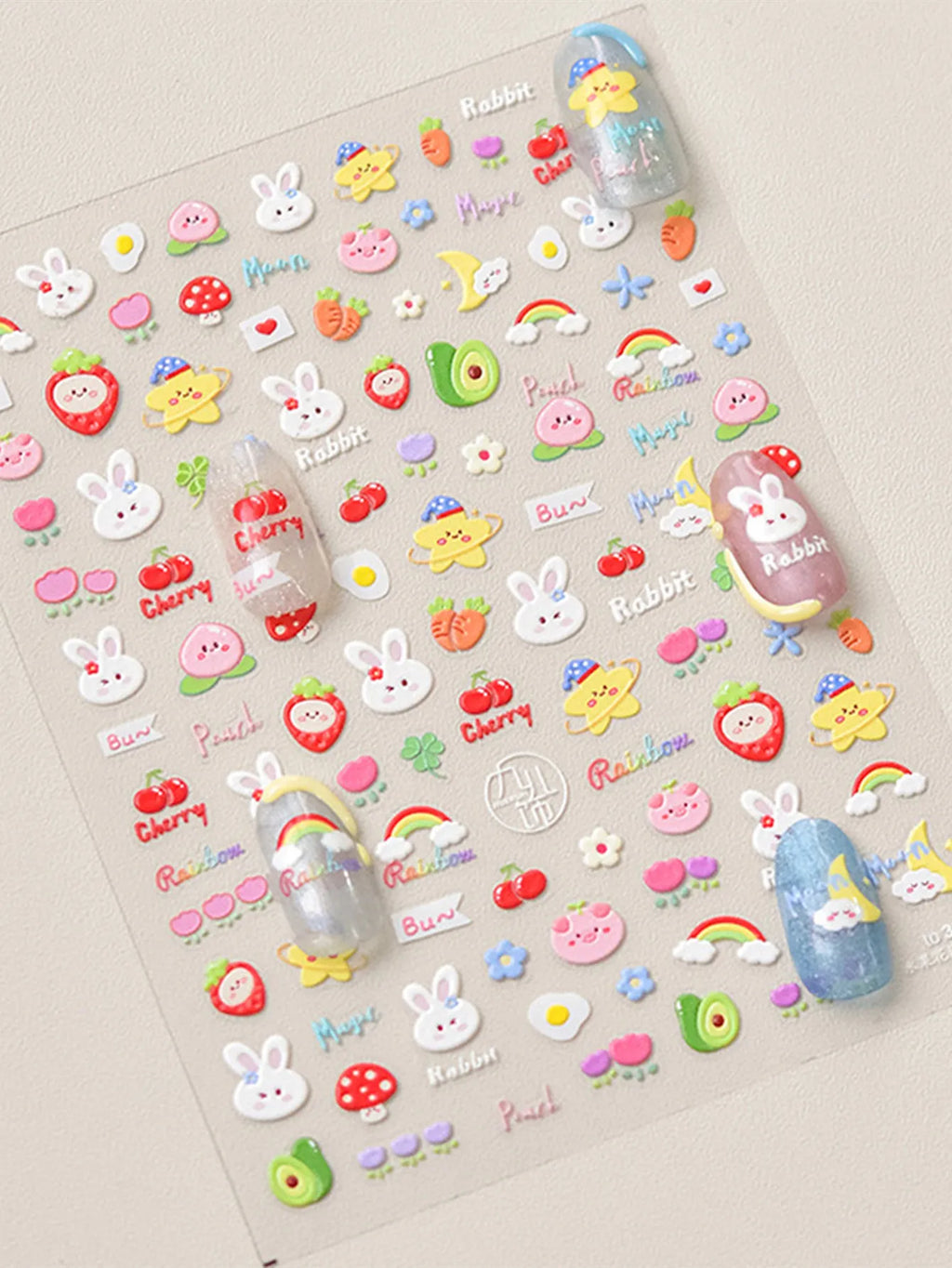 5D Embossed Kawaii Graffiti Nail Art Stickers | Self-Adhesive Nail Art Stickers QXL