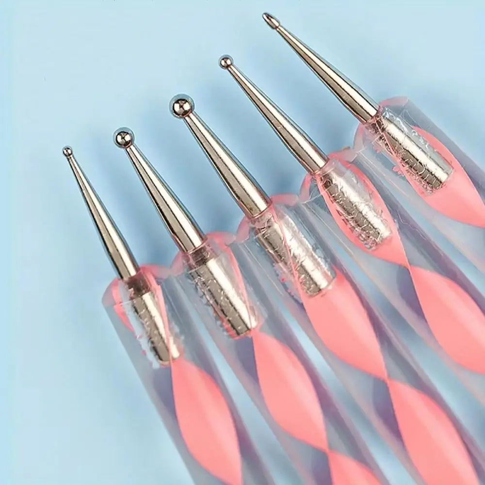 5-Piece 2-Way Nail Art Dotting Pens | Marbling & Flower Set Nail Dotting Pen Set QXL