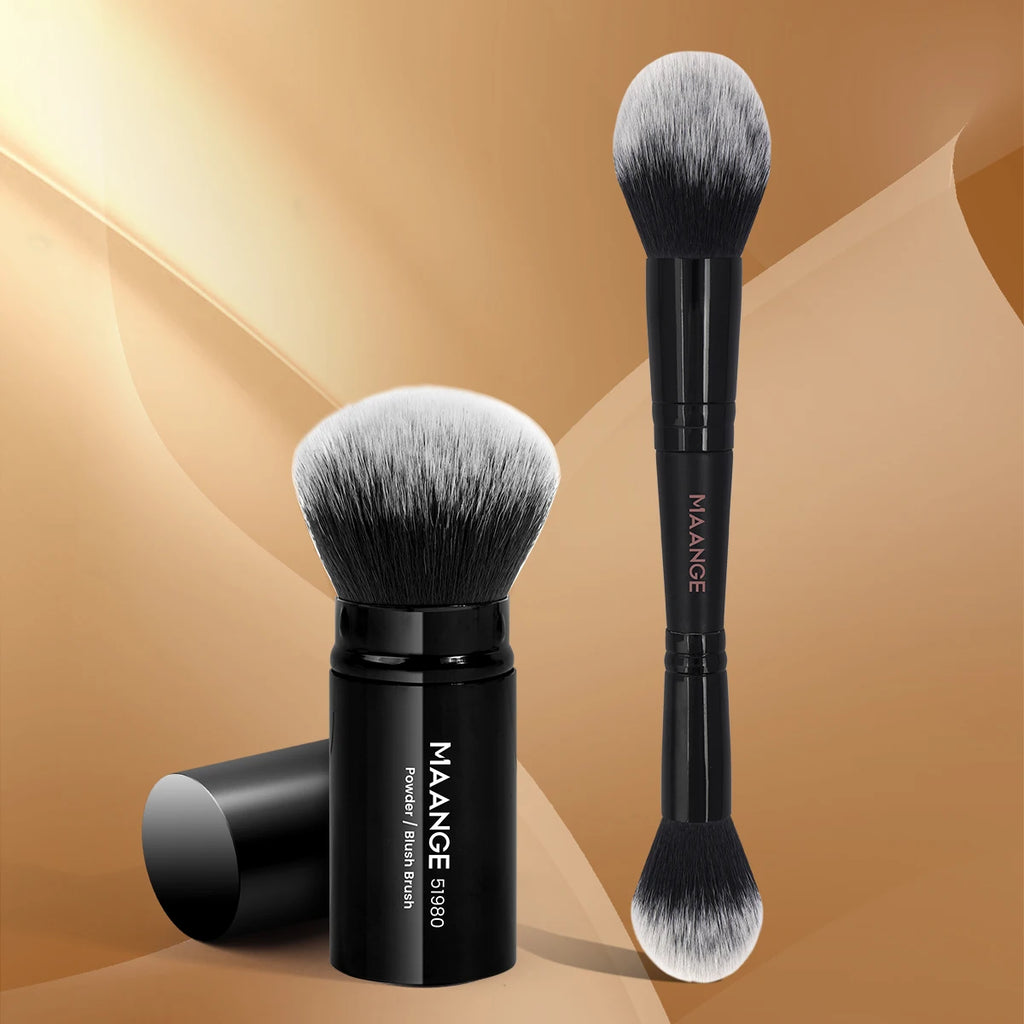 MAANGE 2-Pc Fluffy Kabuki Makeup Brush Set | Double Head Kabuki Makeup Brush Set QXL