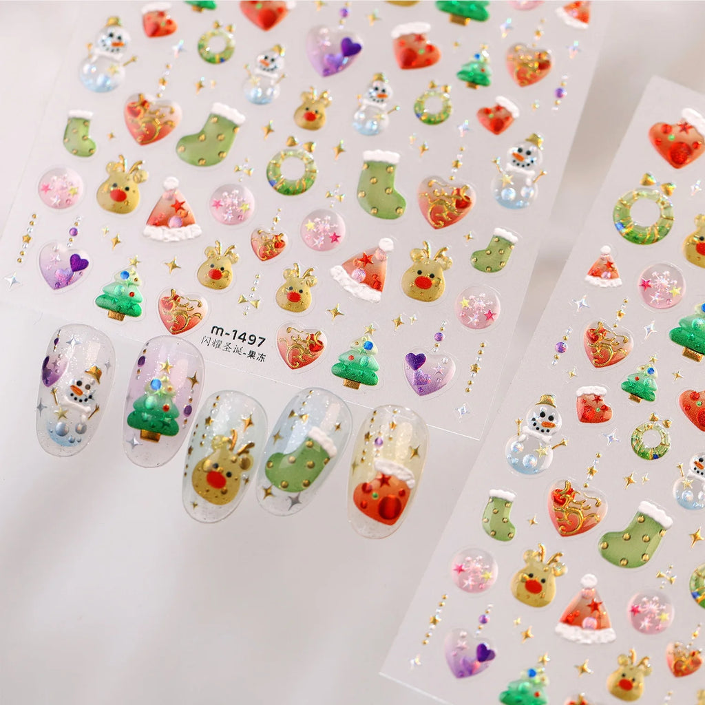 Christmas 5D Nail Stickers – Holiday Self-Adhesive Xmas Decals Nail Art Stickers QXL