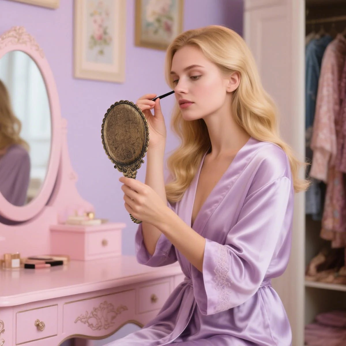 Vintage Carved Handheld Makeup Mirror | European Classic Handheld Makeup Mirror QXL