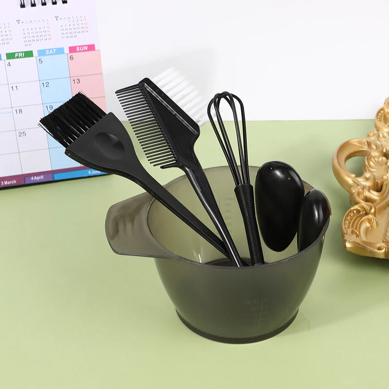 5-Piece Hair Dye Brush & Bowl Set | Ear Caps & Mixing Rod Hair Colouring Kit QXL