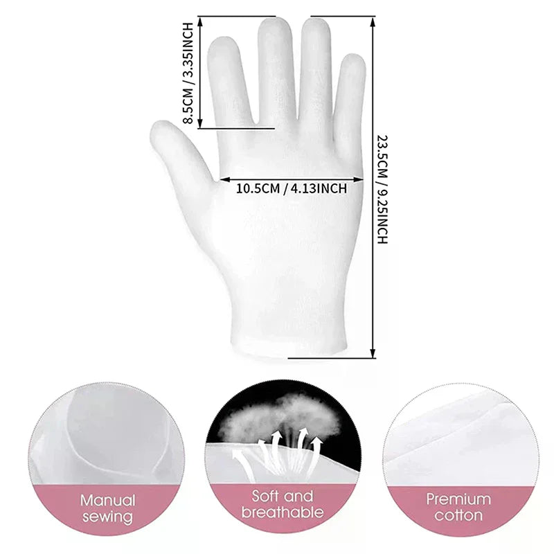 Soft Cotton Moisturizing Gloves | Overnight Lotion-Lock Spa Moisturizing Hand Gloves QXL