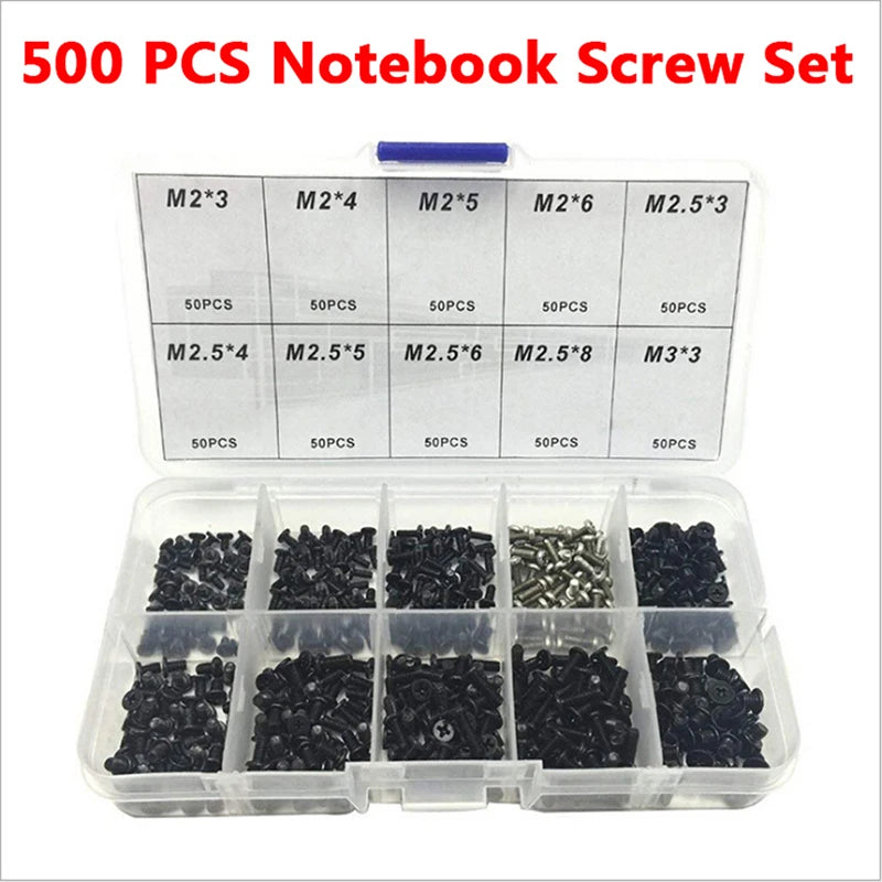 500-Pc Laptop Screw Set M2 M2.5 M3 | Universal Repair Kit Laptop Screw Set QXL