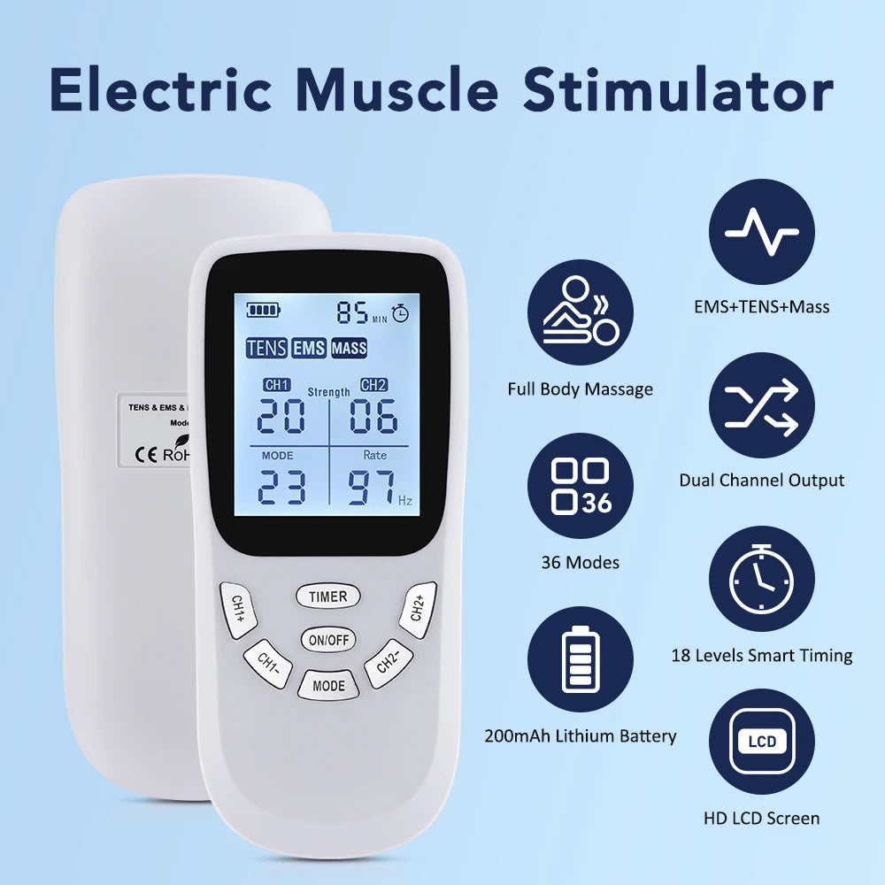 Hailicare 36-Mode EMS TENS Muscle Stimulator & Body Massager EMS TENS Massager QXL