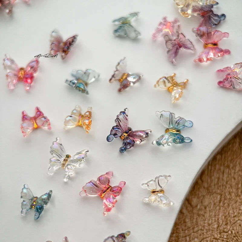 30-Pack 3D Butterfly Nail Charms | Resin Bowknot Decorations Nail Art Charms QXL