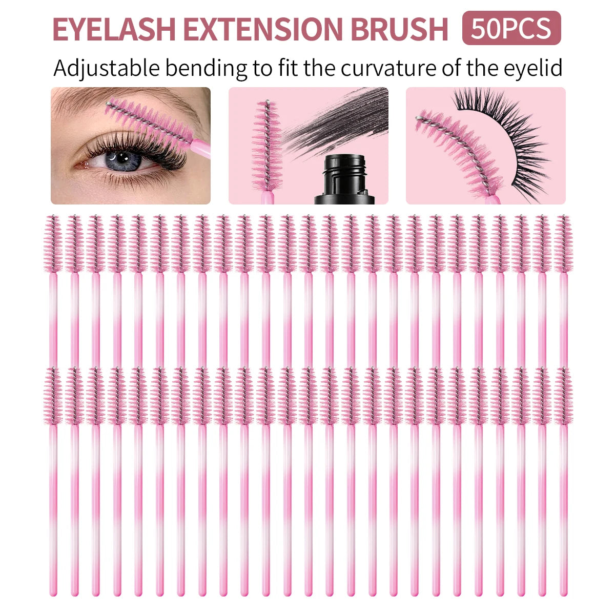 50-Pack Disposable Mascara Wands – Spiral Lash & Brow Spoolies Disposable Mascara Wands QXL Nylon