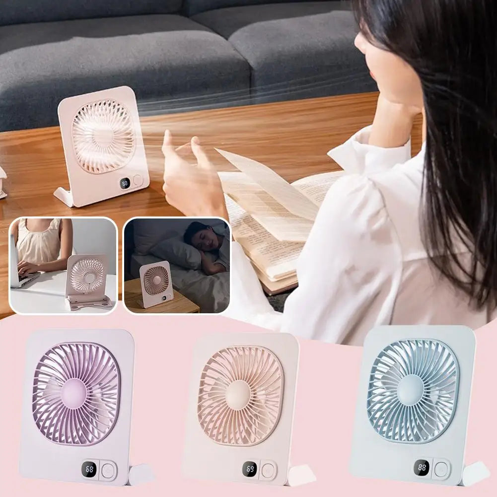 USB Rechargeable Magnetic Desk Fan | Foldable with LED Display Portable Desk Fan QXL