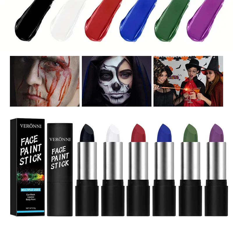 VERONNI 6-Color Face & Body Paint Sticks | Halloween Cosplay Face & Body Paint QXL