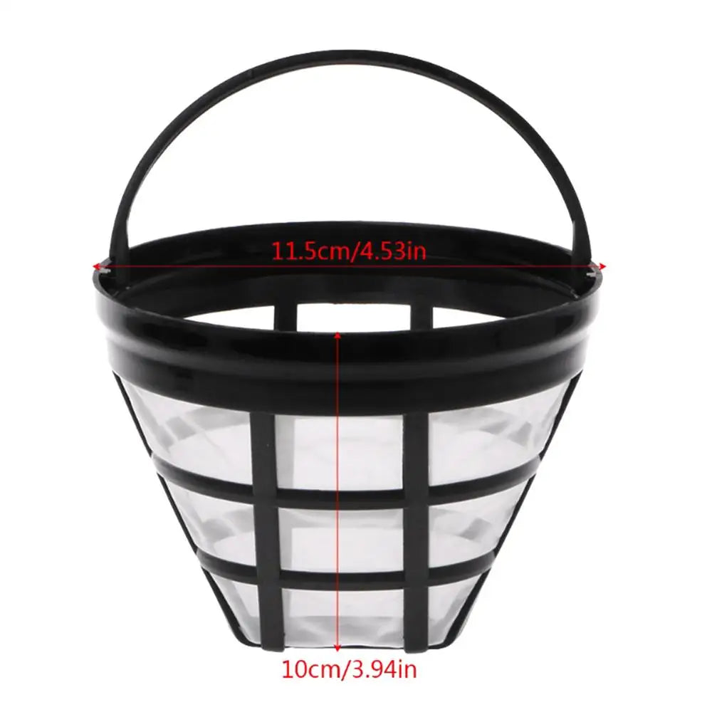 Reusable Cone Coffee Filter | Stainless Steel Mesh Basket Coffee Filter QXL Black 1pcs