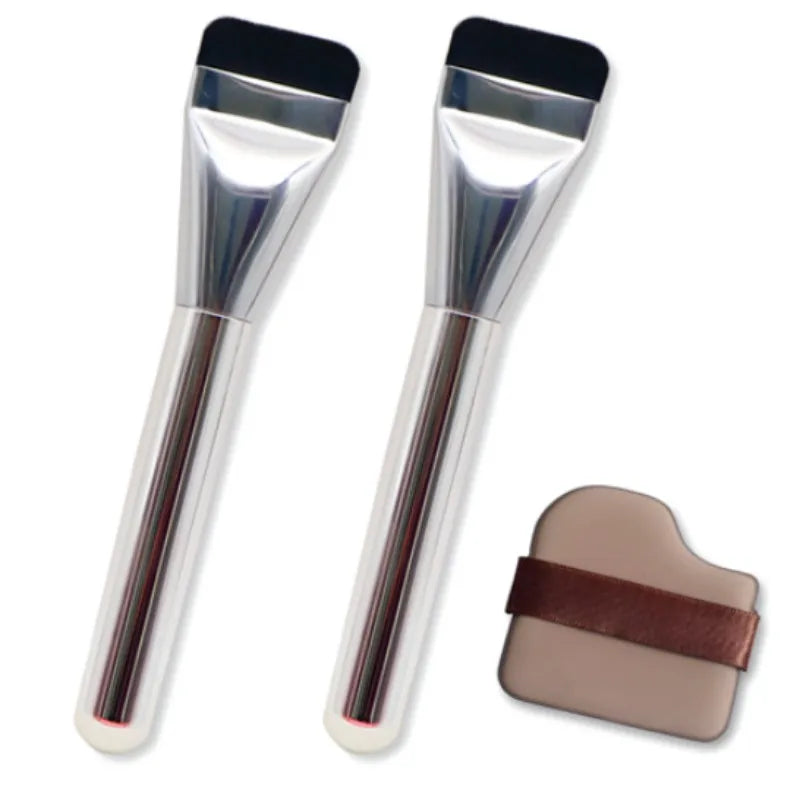 Flat Foundation Brush & Special-Shaped Sponge Set Makeup Brush & Sponge Set QXL Light Grey