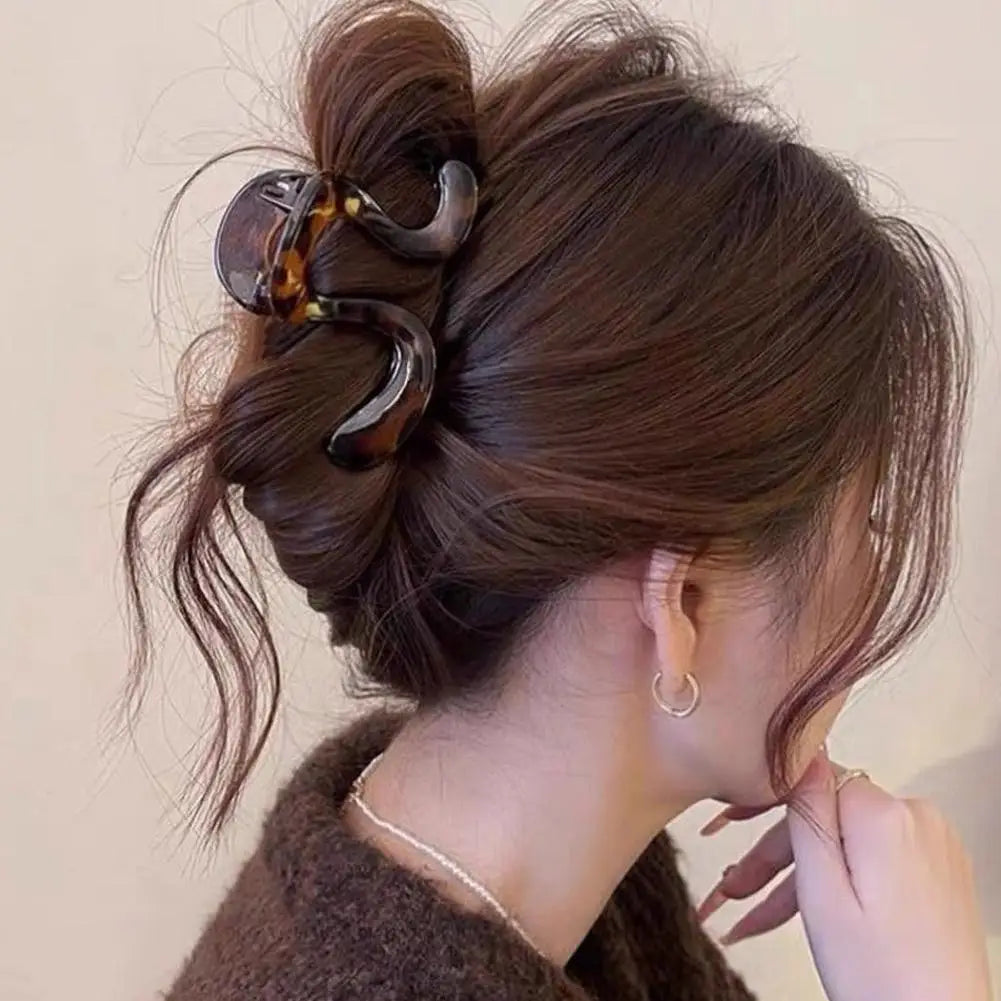 Women's S-Wave Claw Clip | Elegant Wavy Hair Catch Hair Claw Clip QXL