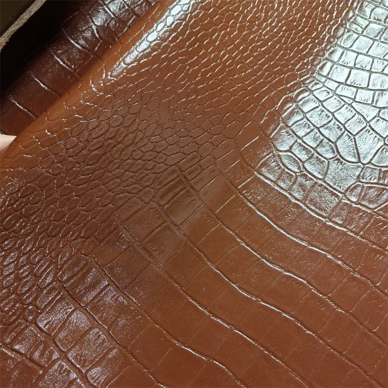 1.5mm Brown Crocodile Grain Cowhide Top-Grain Leather | DIY Craft Leather Hide QXL