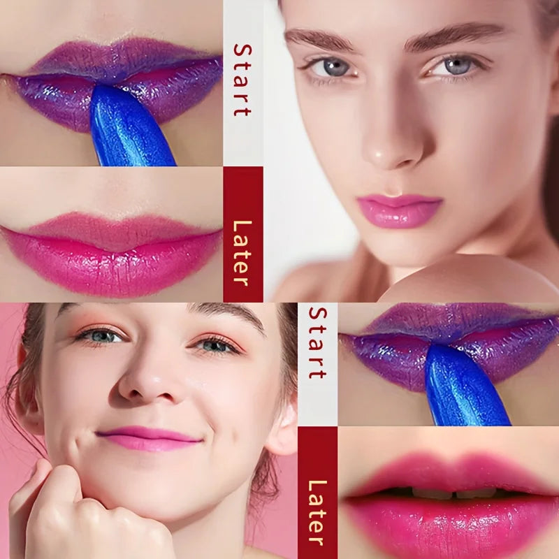 Color-Changing Lipstick | Blue to Red Magic Lip Balm Color-Changing Lipstick QXL