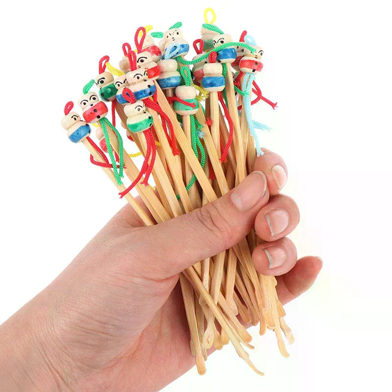 10-Pack Cartoon Bamboo Ear Picks | Mini Doll Wax Removal Tool Ear Picks Set QXL