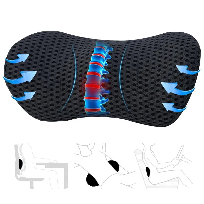 Memory Foam Lumbar Support Pillow | Office Chair & Car Seat Lumbar Support Pillow QXL