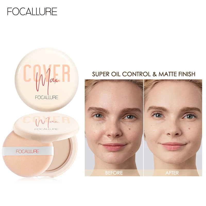FOCALLURE Matte Pressed Powder | 24H Oil-Control Setting Powder Pressed Setting Powder QXL