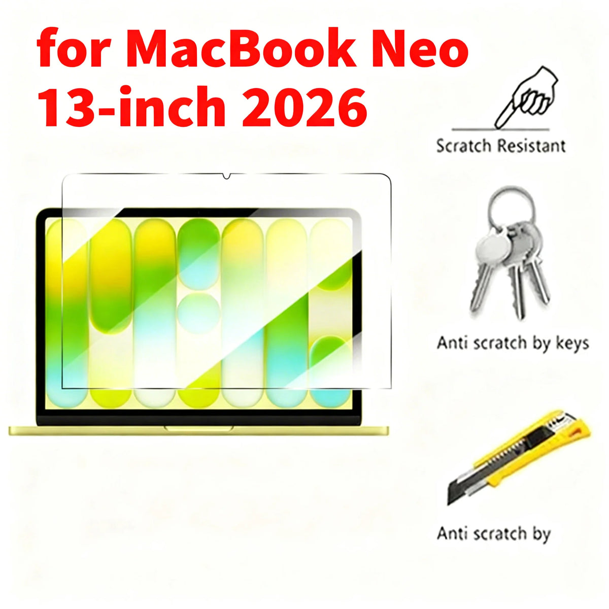 Tempered Glass Screen Protector for MacBook Neo 13-inch HD Clear Laptop Screen Protector QXL