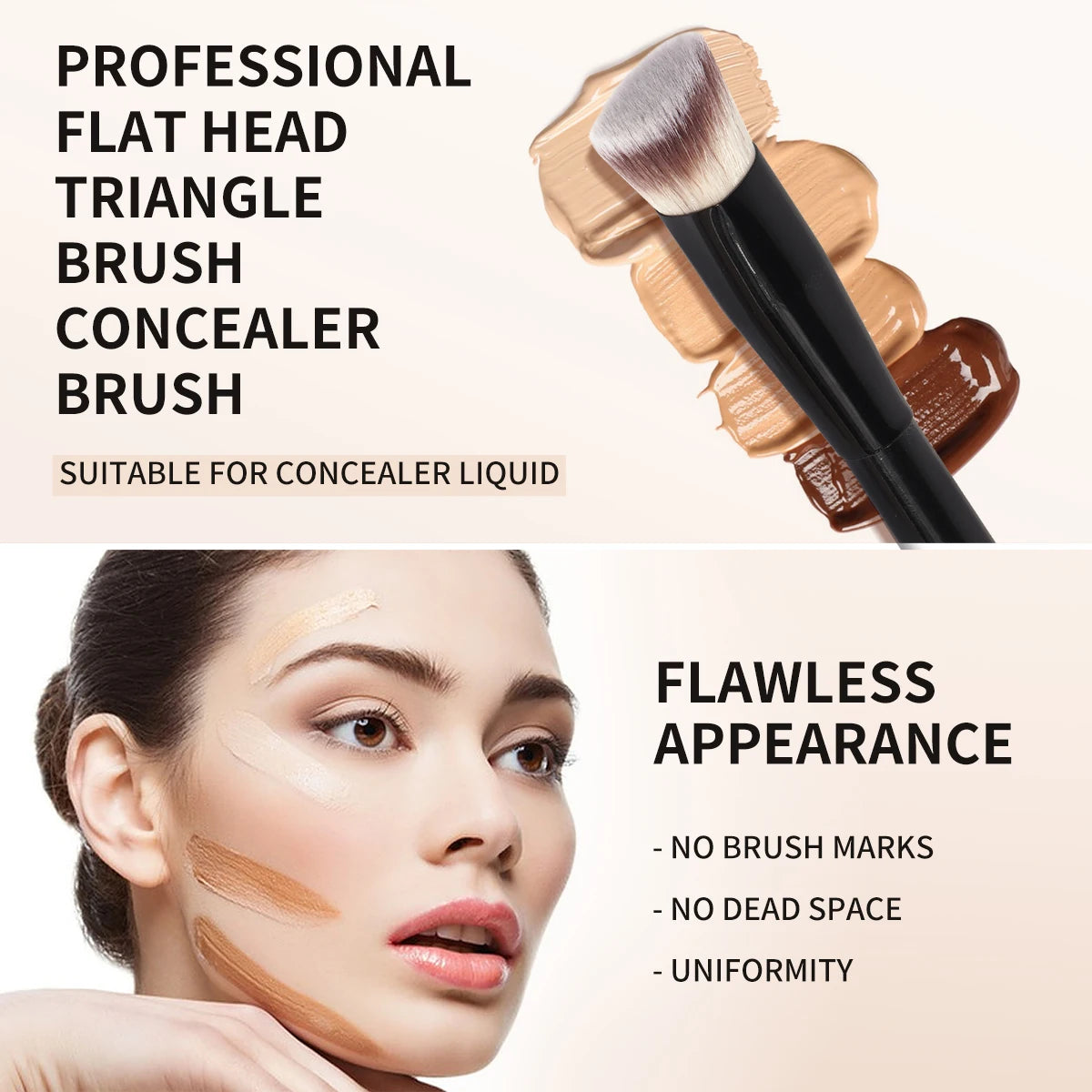 2-Pc Flat & Angle Foundation Contour Makeup Brush Set Makeup Brush Set QXL