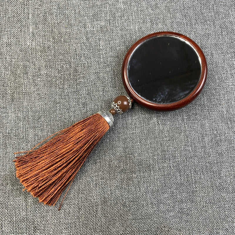 Sandalwood Pocket Mirror with Tassels | Retro Compact Gift Compact Pocket Mirror QXL