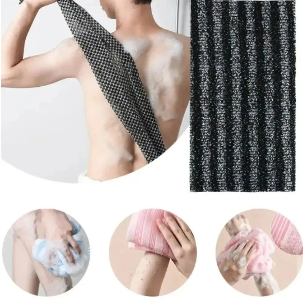 Double-Sided Nylon Exfoliating Back Scrub Towel | Bath Strip Exfoliating Bath Scrub QXL