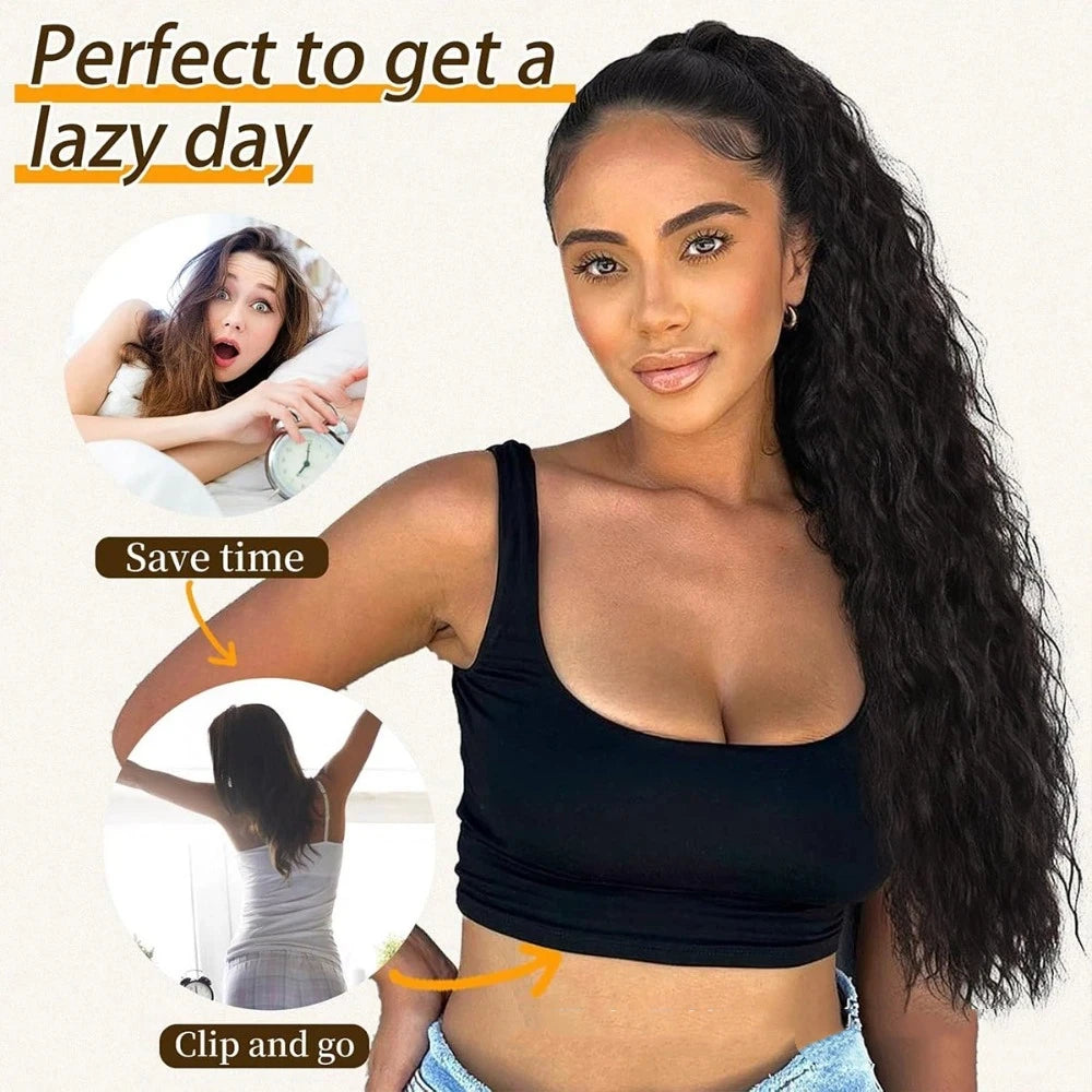 Clip-In Synthetic Ponytail Extension | Long Wavy Curly 66cm Clip-In Hair Extension QXL