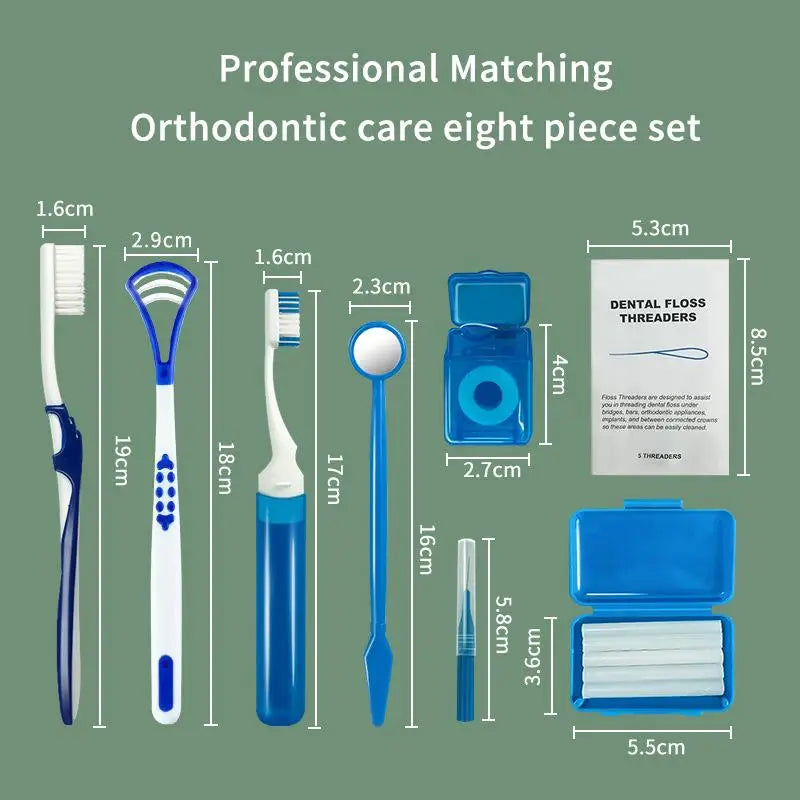 8-Piece Portable Dental Oral Care Kit with Storage Case Dental Care Kit QXL