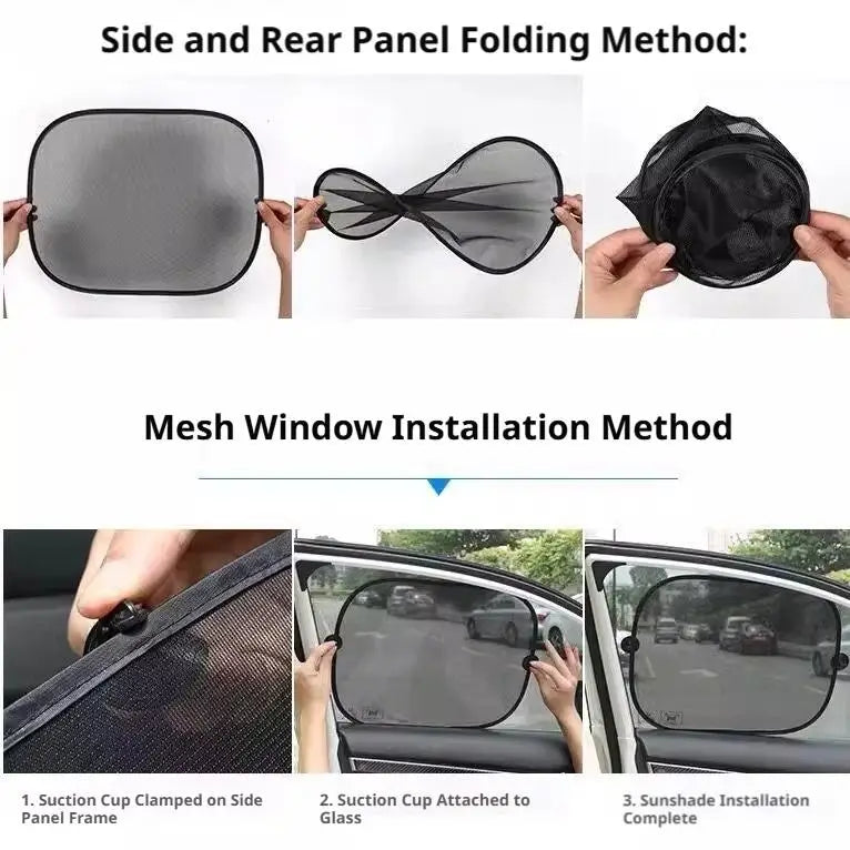 2-Pack Foldable Mesh Car Window Sun Shade with Suction Cups Car Window Sun Shade QXL
