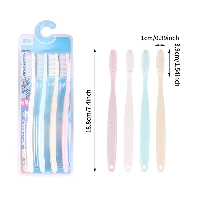 4-Pack Adult Long Head Toothbrush | Deep Clean Soft Bristles Adult Toothbrush Set QXL
