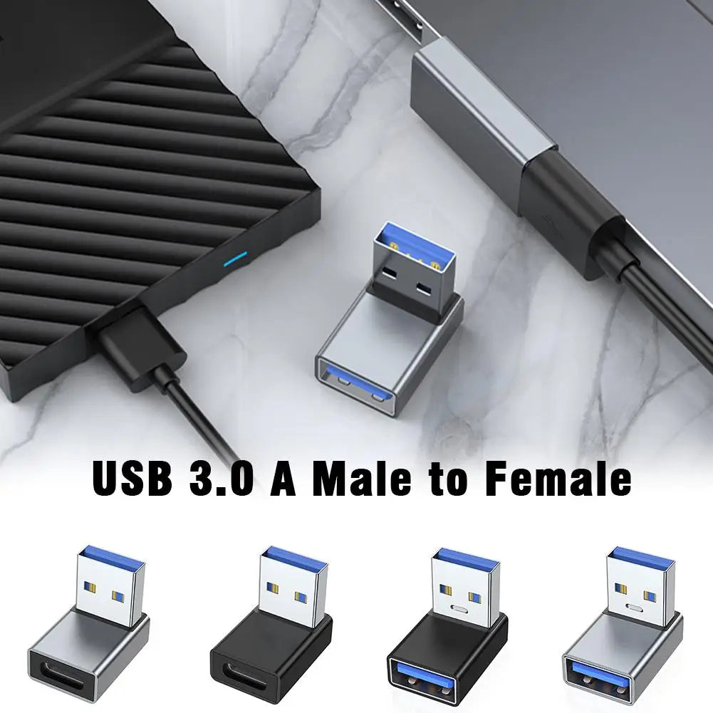 90° Angled USB 3.0 Male to Female Adapter – 4 Directions USB Angle Adapter QXL