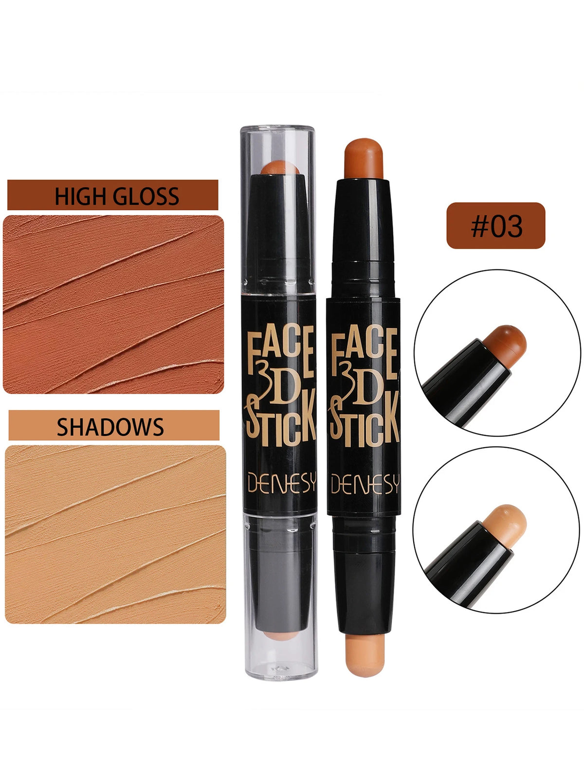 MAXFINE Dual-Ended Matte Contour Stick & Highlighter Pen Contour Highlight Stick QXL 03