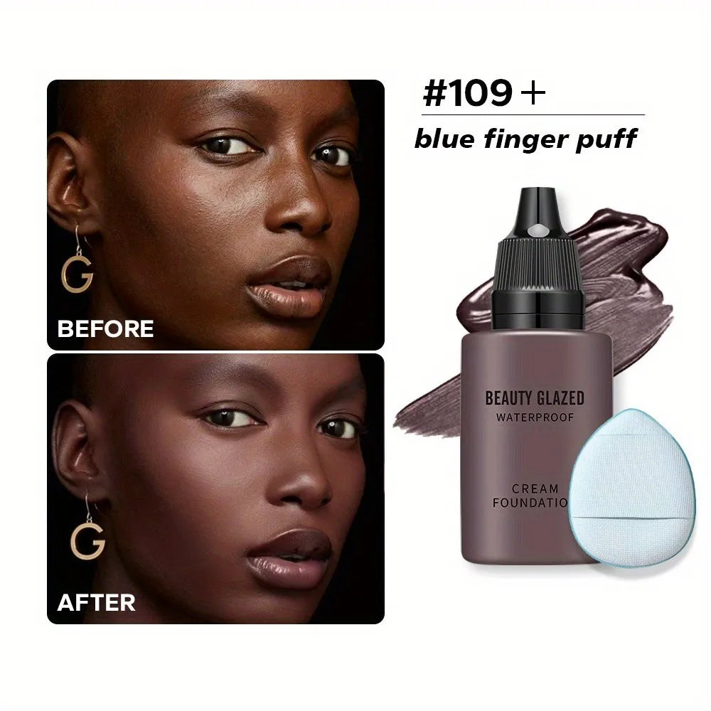 Beauty Glazed Matte Liquid Foundation & Puff Set – 9 Shades Liquid Foundation Set QXL Foundation109Puff