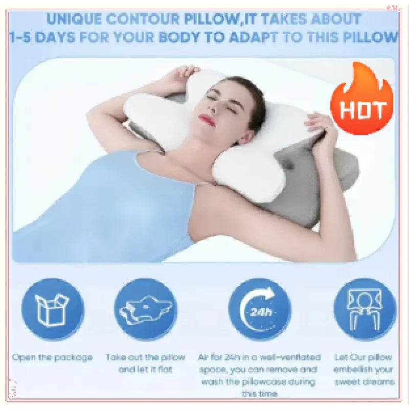 Butterfly Contoured Memory Foam Cervical Neck Pillow Memory Foam Pillow QXL