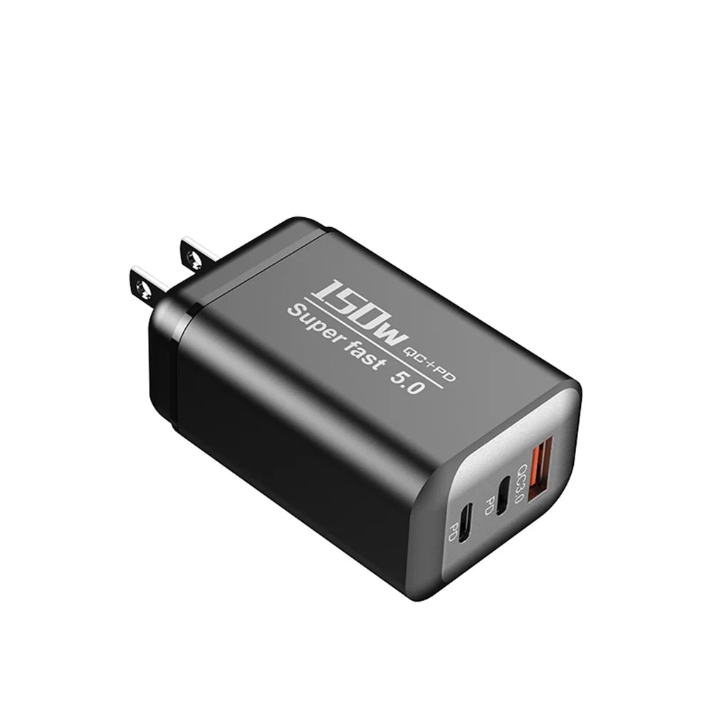 150W USB-C Fast Charger QC3.0 PD3.0 Multi-Port Wall Adapter USB-C Wall Charger QXL Black US