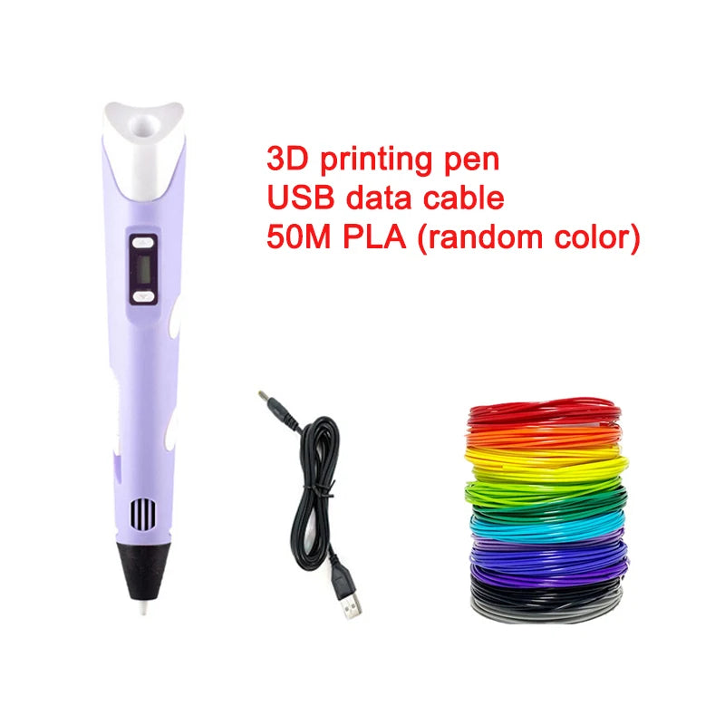 3D Printing Pen with LCD Screen | PLA Filament Kids DIY Toy 3D Printing Pen QXL 3D50MPLA PLA Filagment