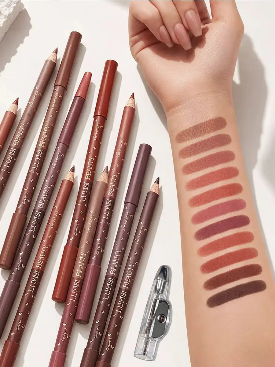3-Piece Lip Liner Set – 2 Double-Tip Liners + Sharpener Lip Liner Set QXL